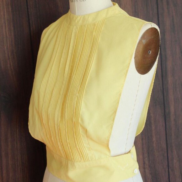 Vintage 1950s Dickie, Suitor by Babe Yellow Blouse Front with Pintucks - Picture 8 of 10